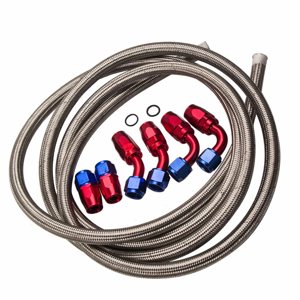 10AN 12 FT Stainless Steel Braided Fuel Line + 6PCS Swivel Fitting Hose