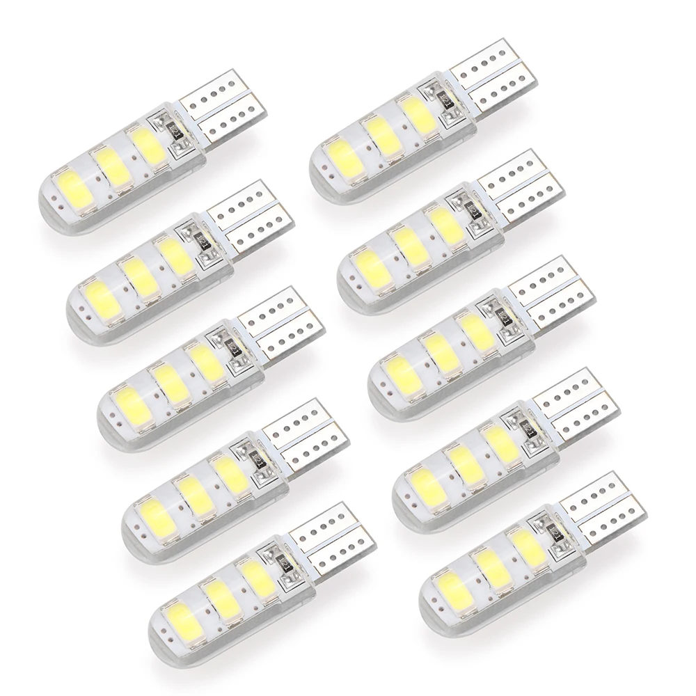 

10pcs Car T10 W5W 168 194 3W 6-LED Width Light Reading Lights License Plate Lamp Side Marker Bulbs 5730SMD 6500K 12V