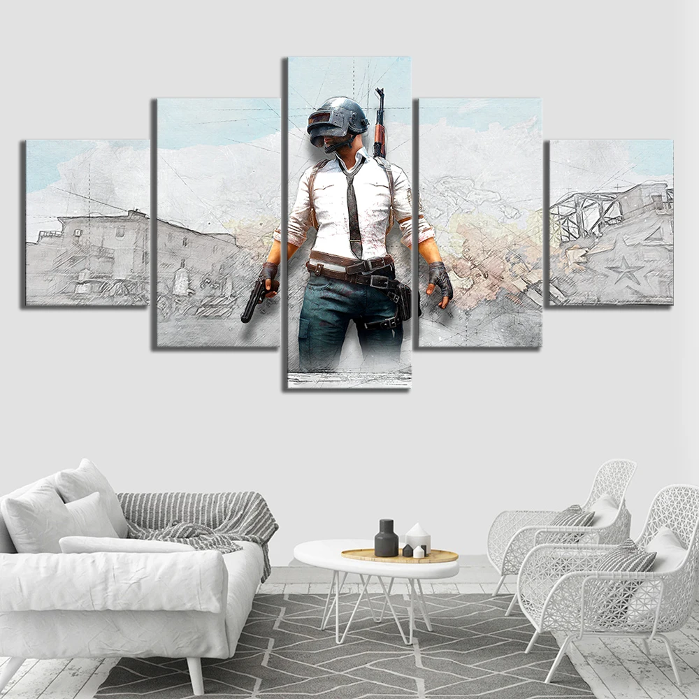 

5 Piece Pubg Stimulate The Battlefield Video Game Poster Wall Pictures for Home Decor Poster Artwork Wall Decor Canvas Wholesale
