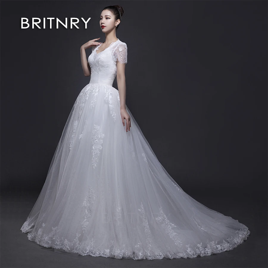 BRITNRY элегантное кружевное свадебное платье Vestidos de novia 2020 простое ТРАПЕЦИЕВИДНОЕ с