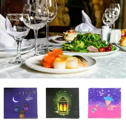 Рамадан салфетка Цвет печатных лицевой ткани Moon волшебная лампа мусульманских фестиваль вечерние поставляет украшения