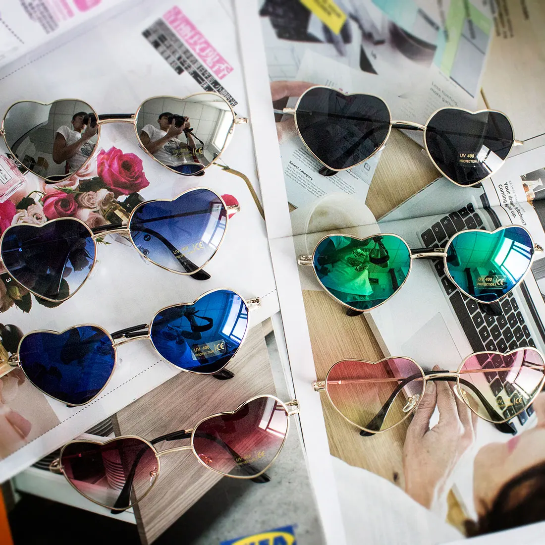 

Hot Retro Love Ocean Lens Sunglasses Star Street Shoot Peach Heart Shaped Sunglasses Tide Models Sunglasses