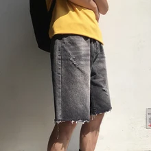 Мужские джинсовые шорты летние новые популярно среди молодежи сплошной цвет свободная верхняя одежда шорты индивидуальная Молодежная повседневная мужская одежда