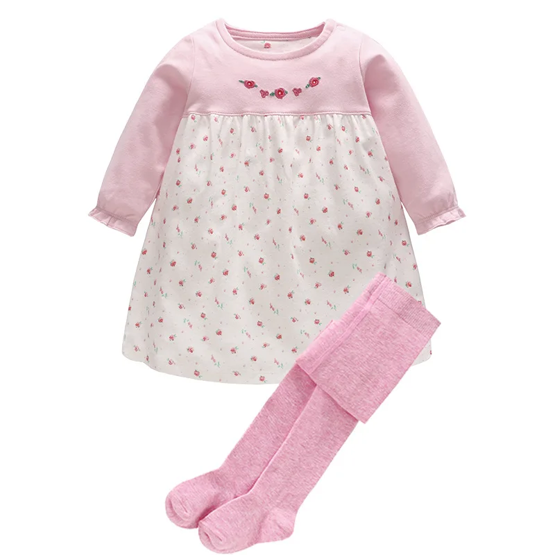 

Vlinder Baby girl Dress New Style Baby Cotton Sweet Cute Floral Print Princess Dress Two Piece Set Newborn snug cotton dress
