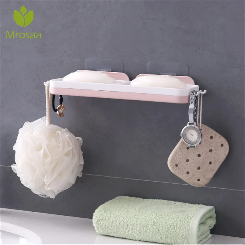 Mrosaa Wall-mount Soap Dishes Powerful Suction Holder Kitchen Bathroom Double Drain Box Storage Rack Accessories | Обустройство дома