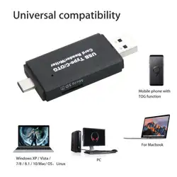 3-в-1 USB-C Тип C USB 2,0 Micro USB OTG SD Card Reader для Тип-с мобильного телефона 20A04