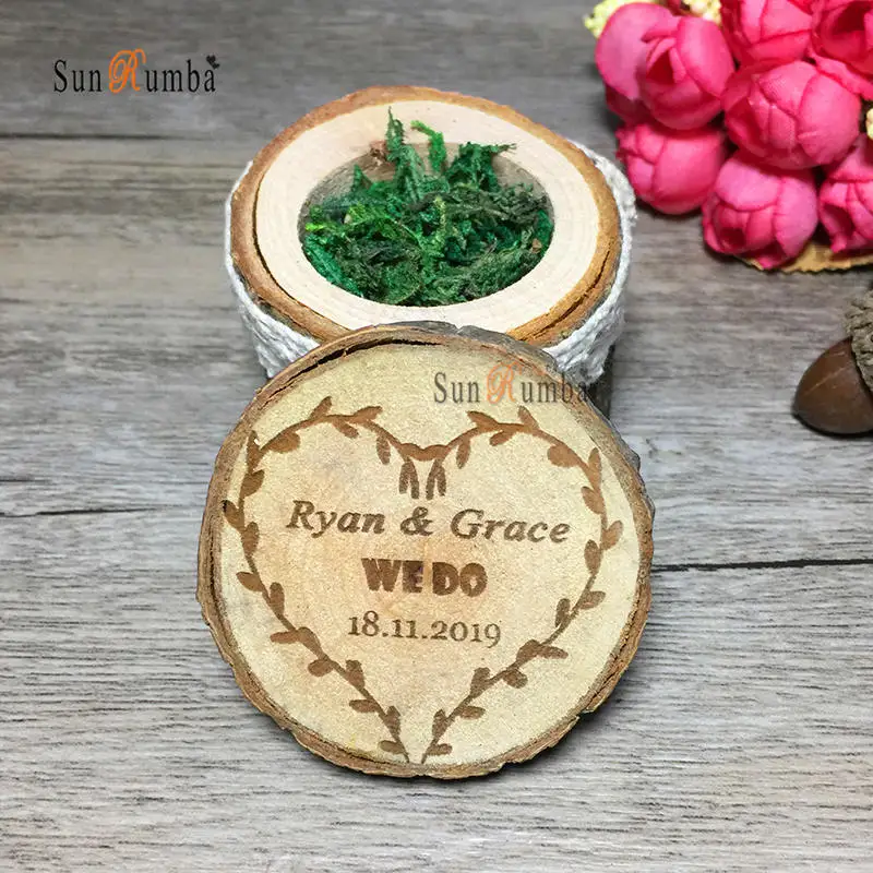 

1pcs Wedding Decoration Custom Personalized Ring Box Holder Rustic Wedding Decor Vintage Party Engagement Wooden Ring Pillows