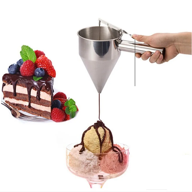 

Stainless Steel Small Octopus Balls Making Funnel Cupcakes Baking Dispenser With Rack Kitchen Utensils Funnel Tools