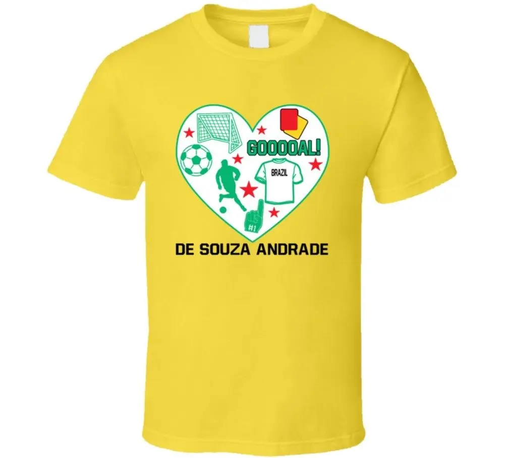 Диего де Соуза Andrade сердце Mashup Бразилии всемирно известный 2018 футболист вентилятор Футболка