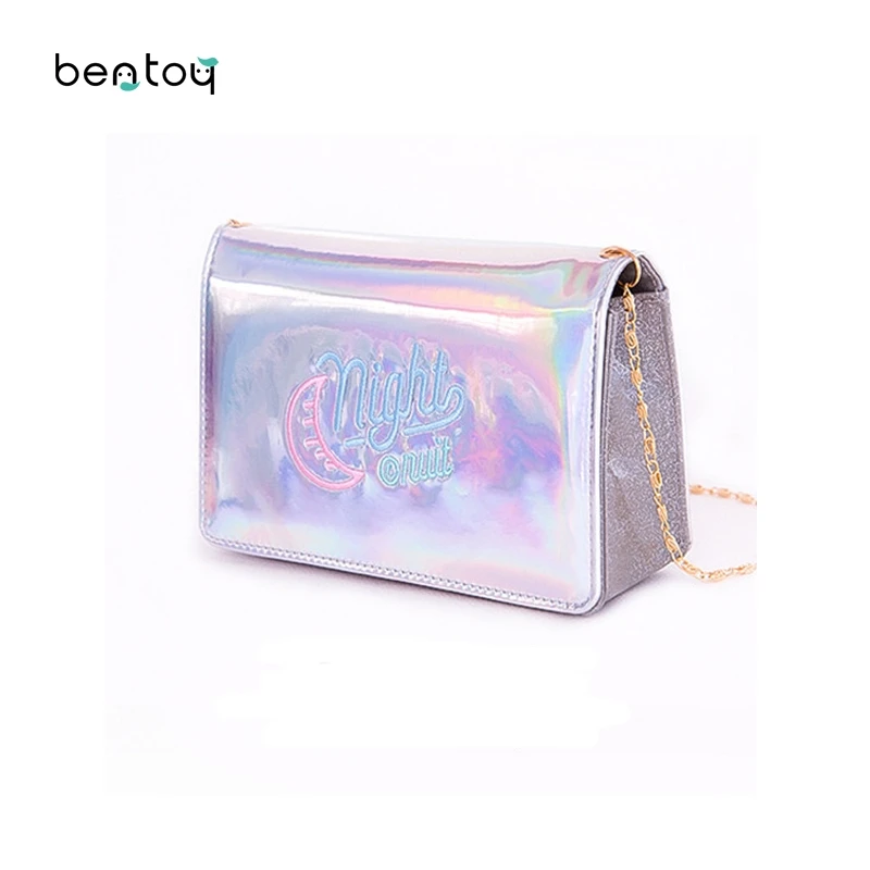 

Fashion Chain Shoulder Bag Embroidery Girls Harajuku Hasp Leather Solid Messenger Bag Mobile Phone Key Card Crossbody Bags