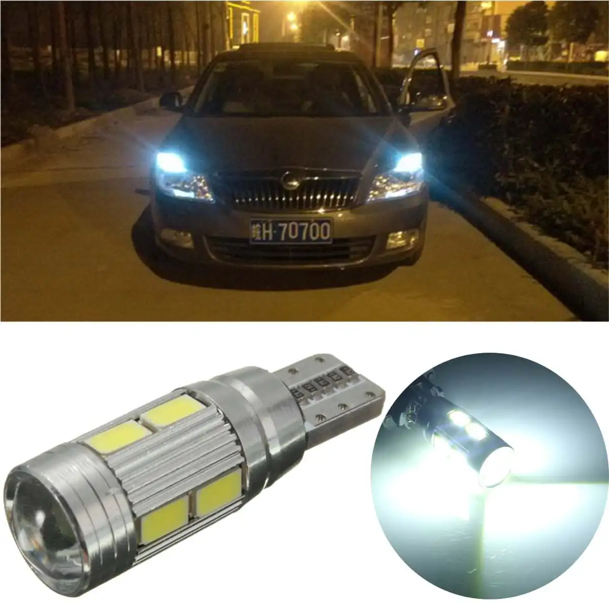 

Audew Car Super Bright Width Light LED T10 5360 W5W 10SMD Error Free Canbus Side Lamp