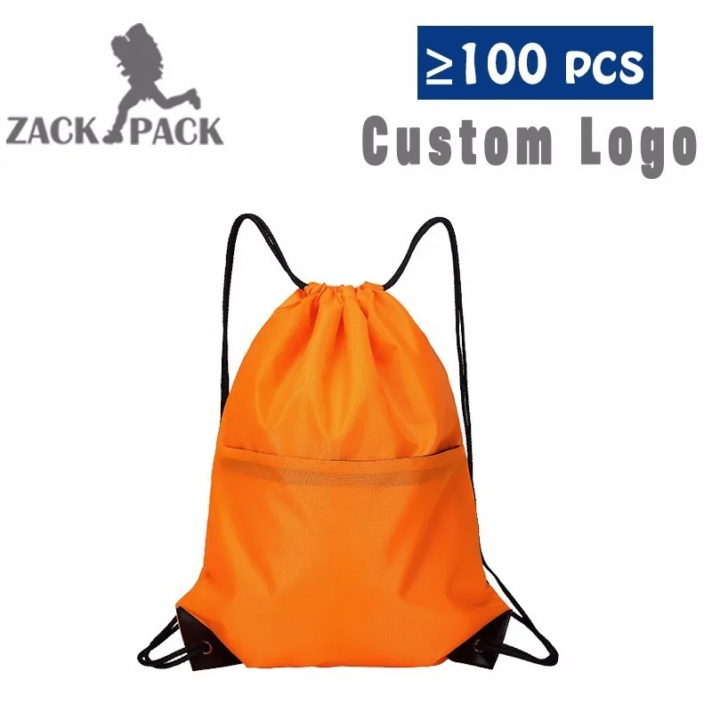 Drawstring Bag Custom Logo Simple Cotton Pouch Training Canvas Backpack  Waterproof Sack Mochila Knapsack Bag