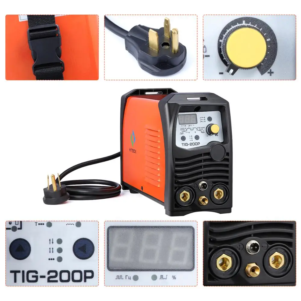 HITBOX Tig сварочный аппарат 110 В 220 в импульсный Tig Arc из нержавеющей стали углеродистая сталь Tig сварочный аппарат 2T 4T точечная сварка Tig200P портативный
