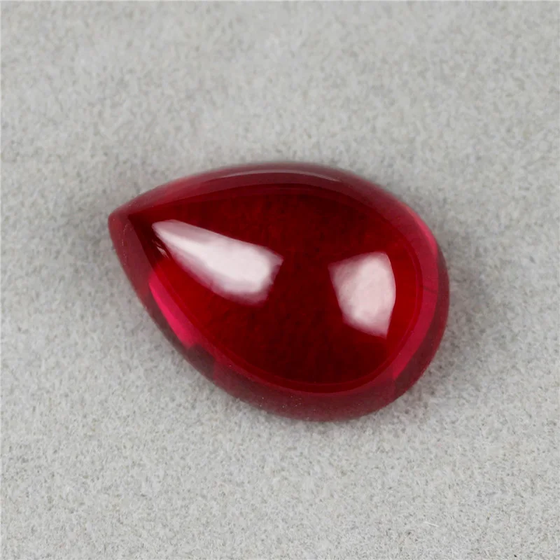 

Hot sale wholesale pear shaped red corundum synthetic Element face cabochon beads gems red stones for jewelry making