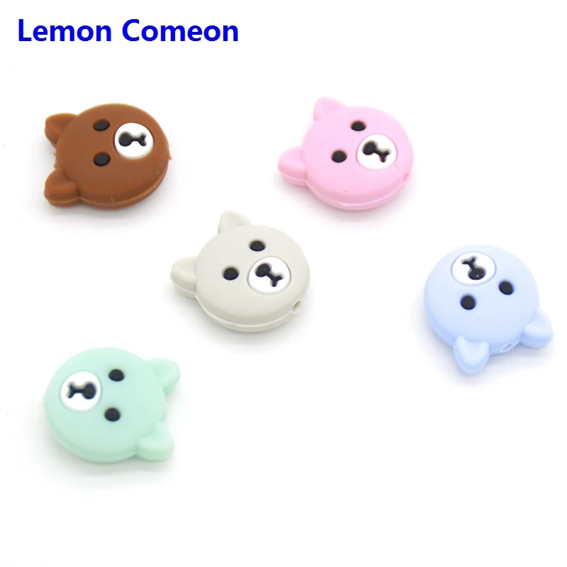 

Lemon Comeon 5PCS Mini Bear Silicone Beads Baby Teether BPA Free DIY Necklace Pacifier Chain Baby Teething Care Infant Product