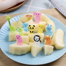 10 unidades/pacote bonito animal fazenda garfo de frutas bento almoços palito mini lanche sobremesa comida forquilha para crianças almoços festa decoração