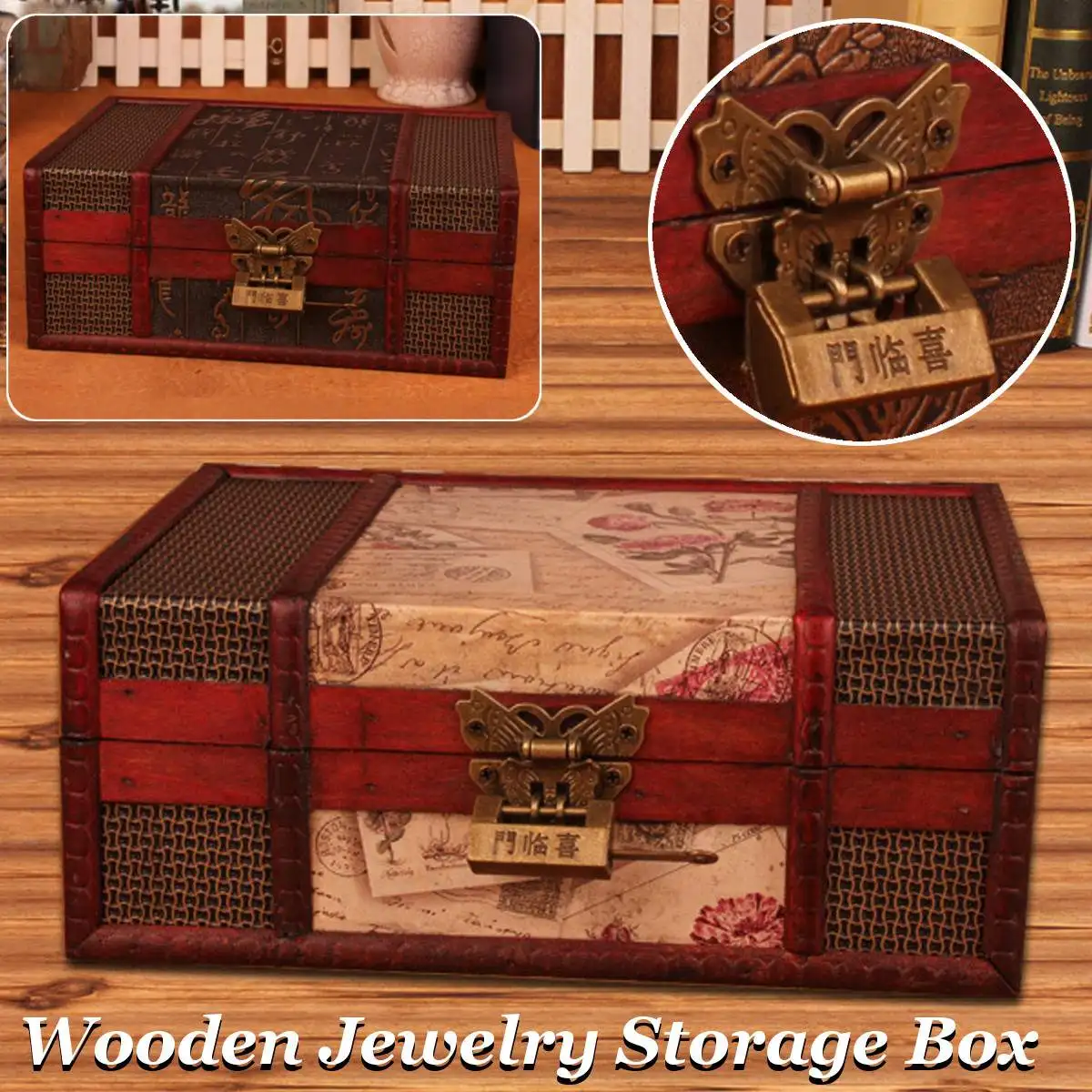 

Elegant Vintage Metal Lock Boxes Desktop Storage Jewelry Box Cases Wooden Pirate Treasure Chest Hot Sales Manual Casket Boxes