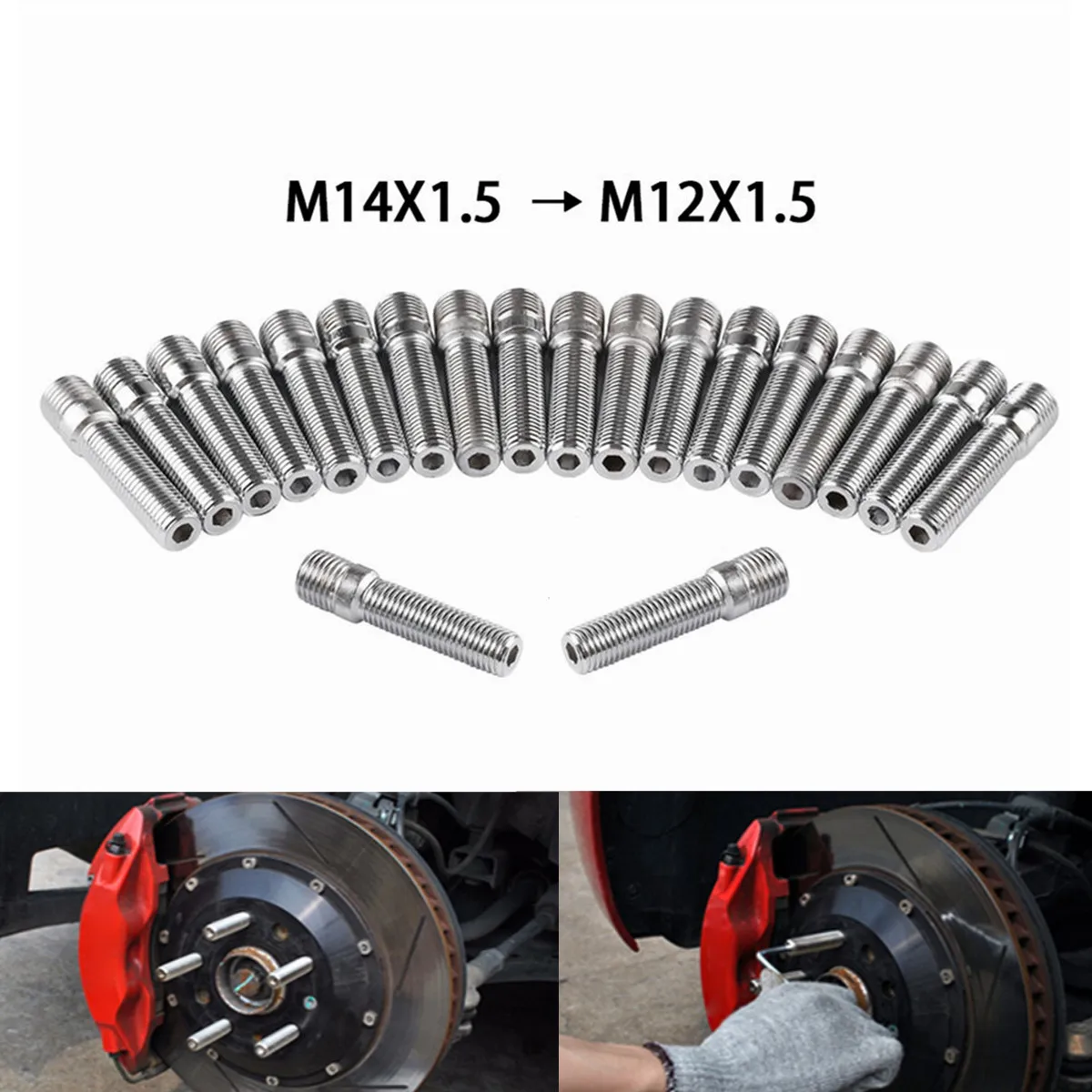 20 шт. Универсальный Автомобильный M14* 1,5-M12*1,5 58 мм длиной шпилька крепления колеса Conversion Kit Сталь винт-адаптер с наружной резьбой Подходит для Пособия по немецкому языку автомобили