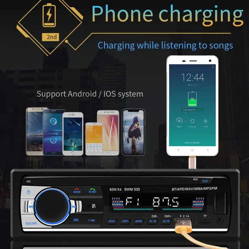 SWM JSD530 автомобильный Радио Bluetooth Авторадио USB 1 Din стерео двойной аудио MP3 SD FM тюнер