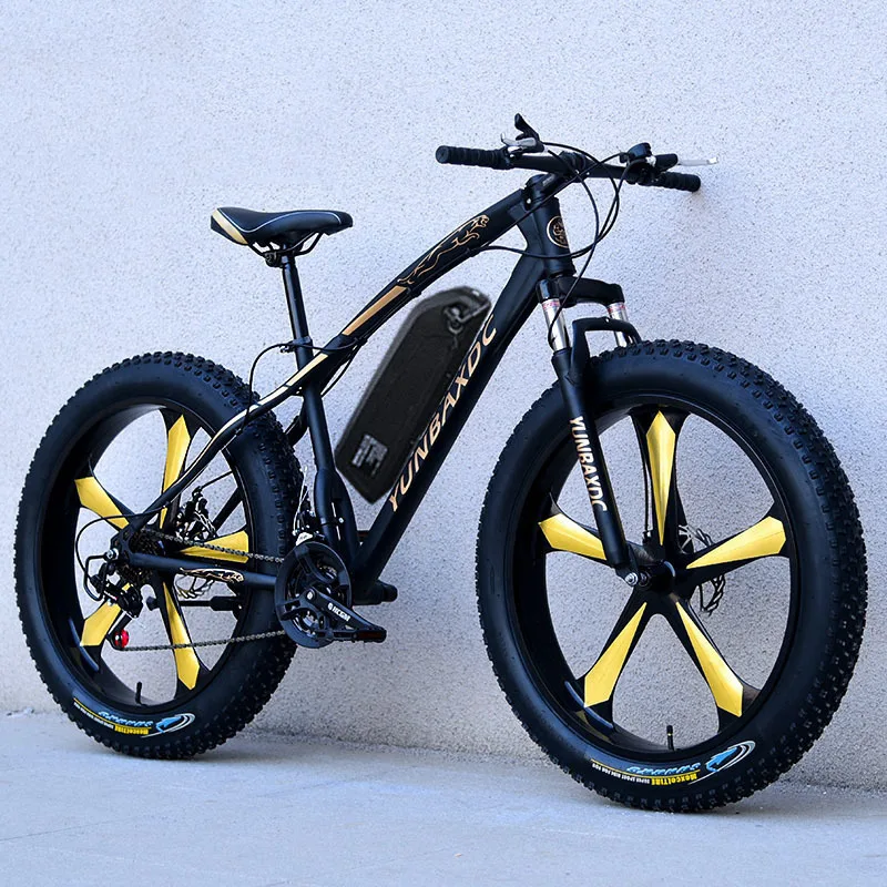 Flash Deal 26inch Snow Electric Mountain Bicycle 48v Lithium Battery 500w Motor Fat Ebike 4.0 Tires High Speed Brushless Electric Bike 2