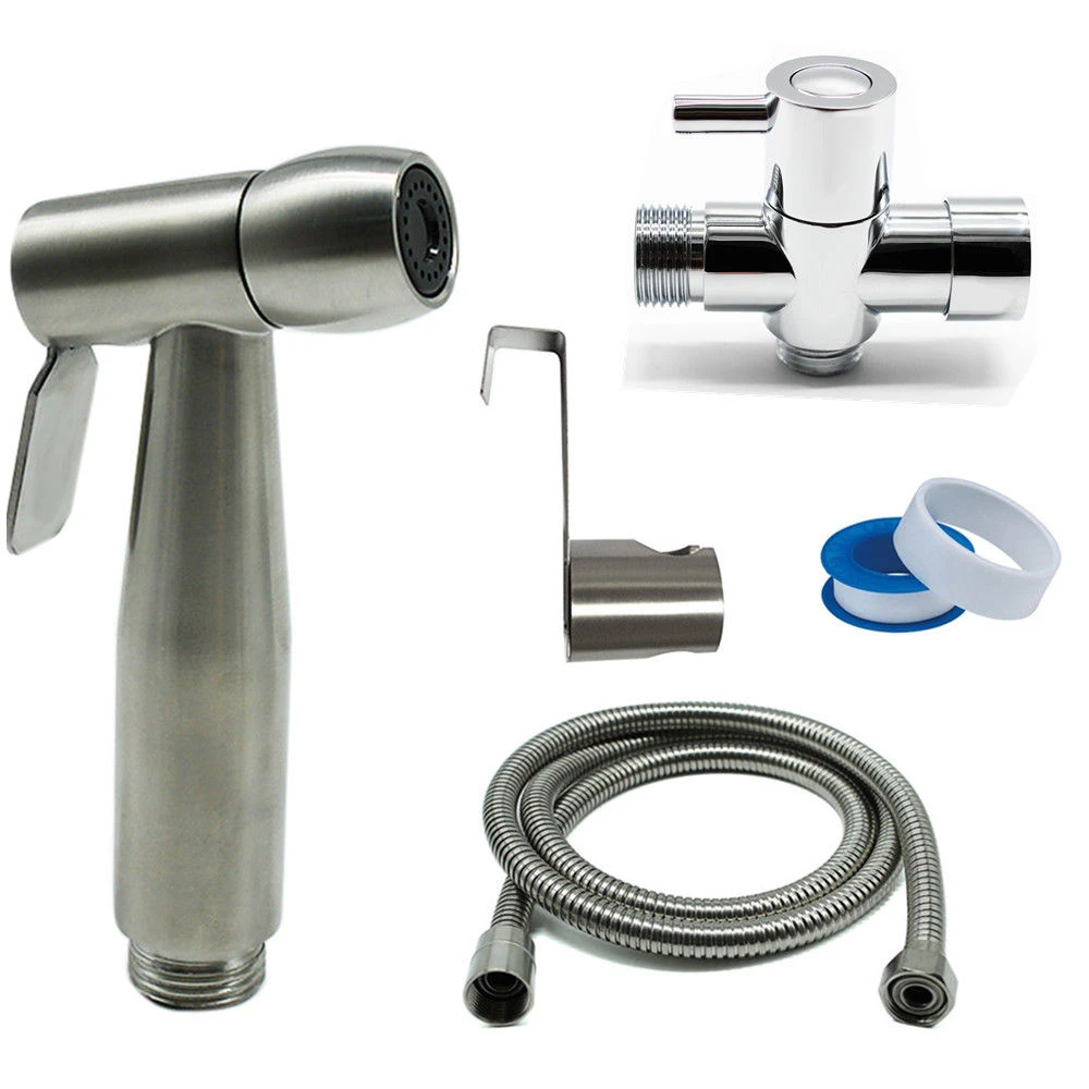 Luxury Brushed Bidet Stainless Steel Diaper Sprayer Shattaf Set W/7/8"t