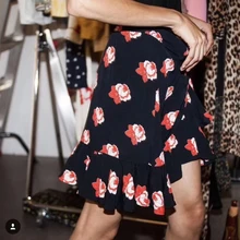 Мини-шелковая юбка с цветочным принтом