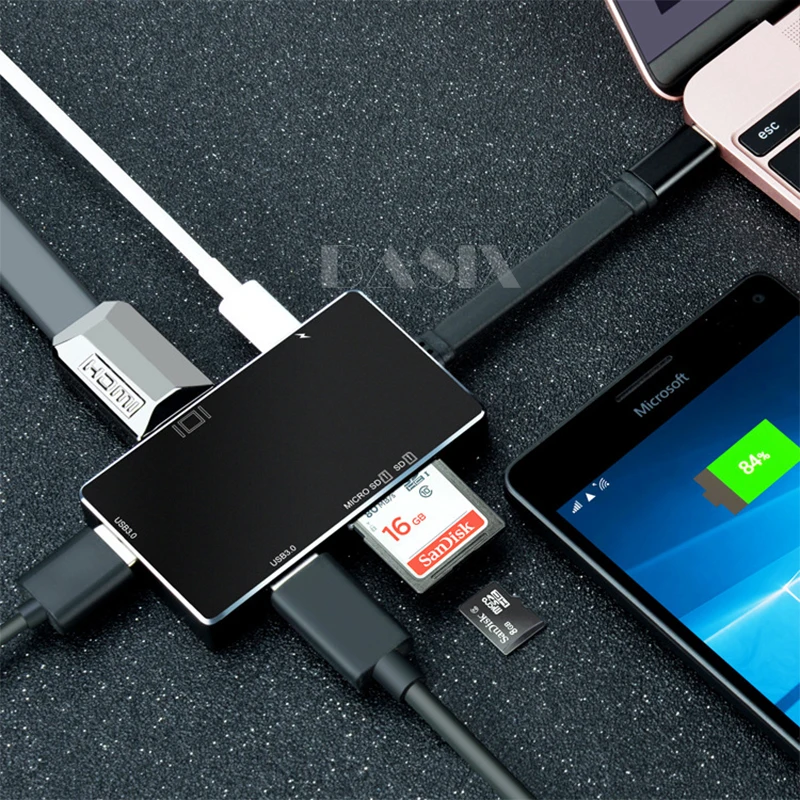 Basix USB C концентратор к HDMI 4 K 3 0 TF SD Card Reader Thunderbolt Dex режим адаптер для MacBook samsung S8 Тип