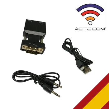 

ACTECOM Adaptador VGA Macho a HDMI 003F con Audio TV Conversor Adaptador FullHD