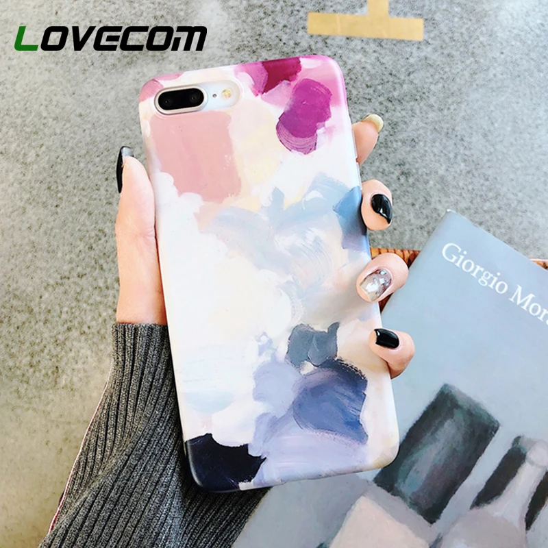 

LOVECOM Soft IMD Phone Case For iPhone XS Max XR 6 6S 7 8 Plus X Hot Gradient Color Oil Painting Phone Back Cover Coque Cases