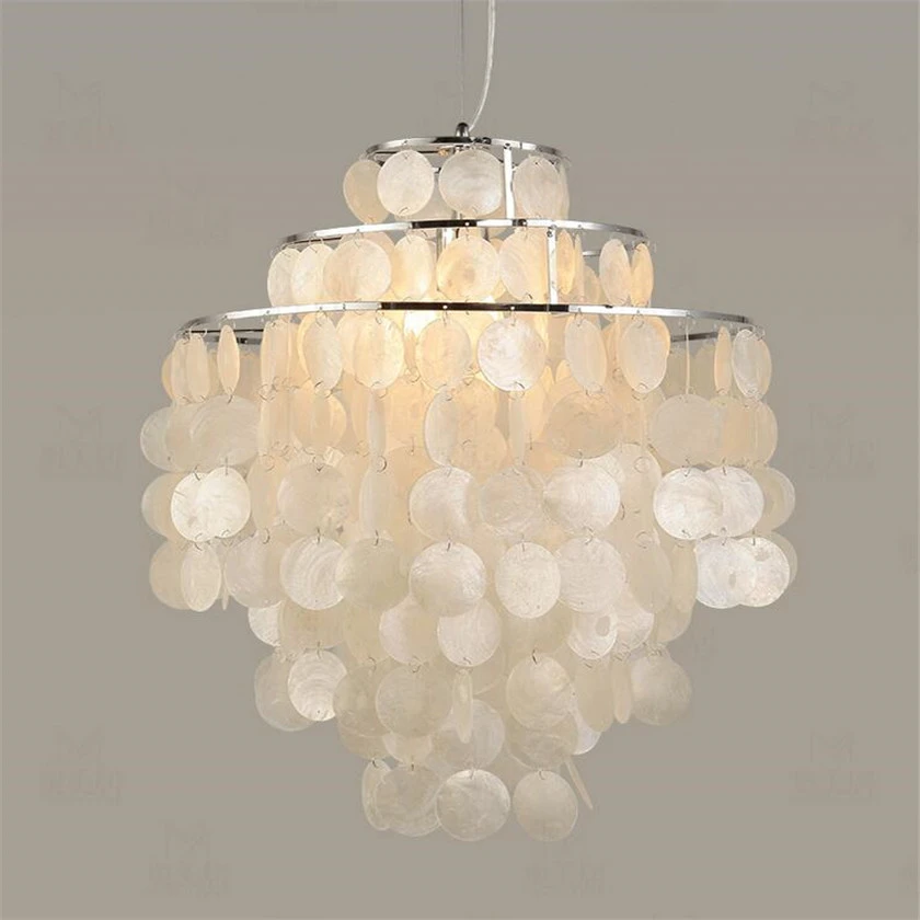 Modern Nordic Seashell Pendant Lights White Shell Hanging Lighting Fixture E27 Lights 3 Layer Diy Pendant Lamp For Home Decor Pendant Lights Aliexpress