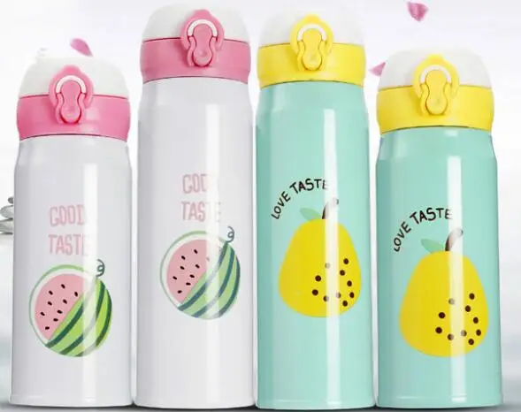 

Kids Cartoon Totoro Superhero Spiderman Flash Captain Strawberry Banana Vacuum Stainless Steel Water Bottle Kids Cute Water Pots