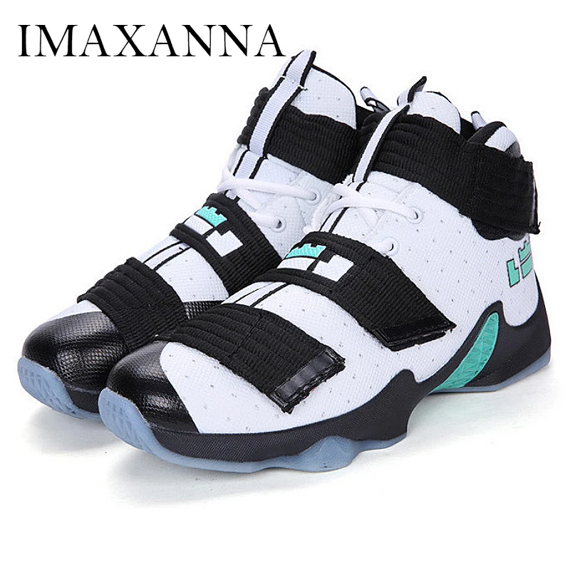 

IMAXANNA New Men's Basketball Shoes 2019 Comfortable Velcro Man Outdoor Sneakers Faahsion Breathable High Top Male Athletic Shoe