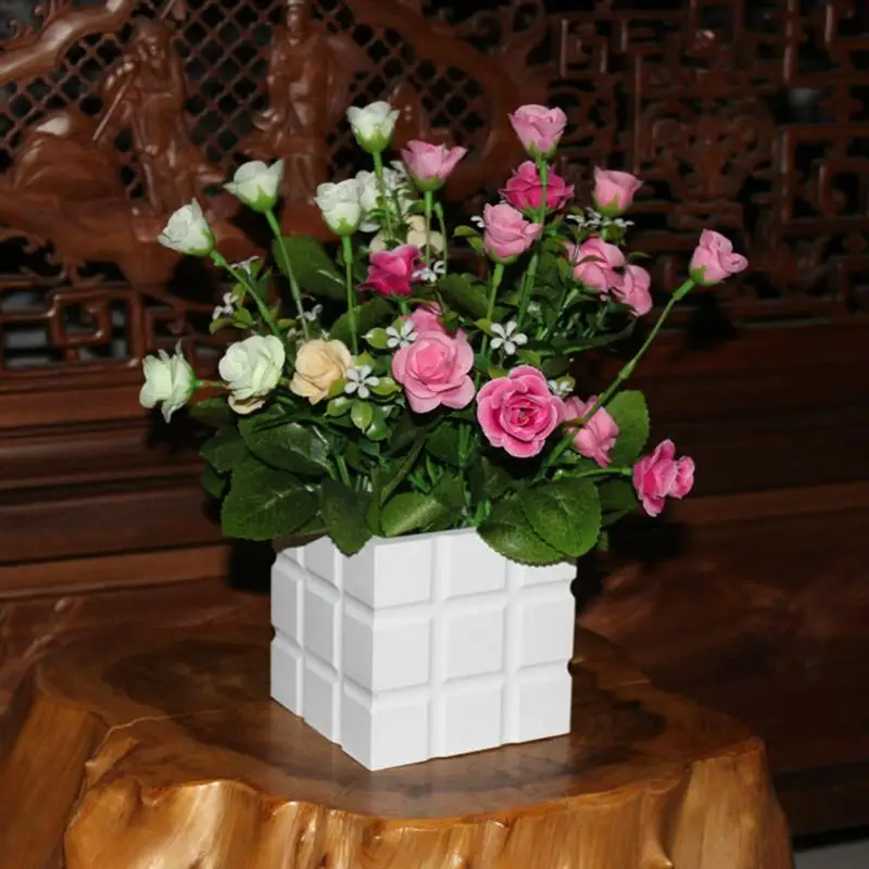 

1PCS Imitation Flower Box Room Square Roman Blocks Home Artificial Flower Succulents Plants Holder Arrangement Pot Ornament