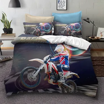 

Fanaijia duvet cover set queen size Boy's gift comforter motorcycle 3d bedding set Bed Set