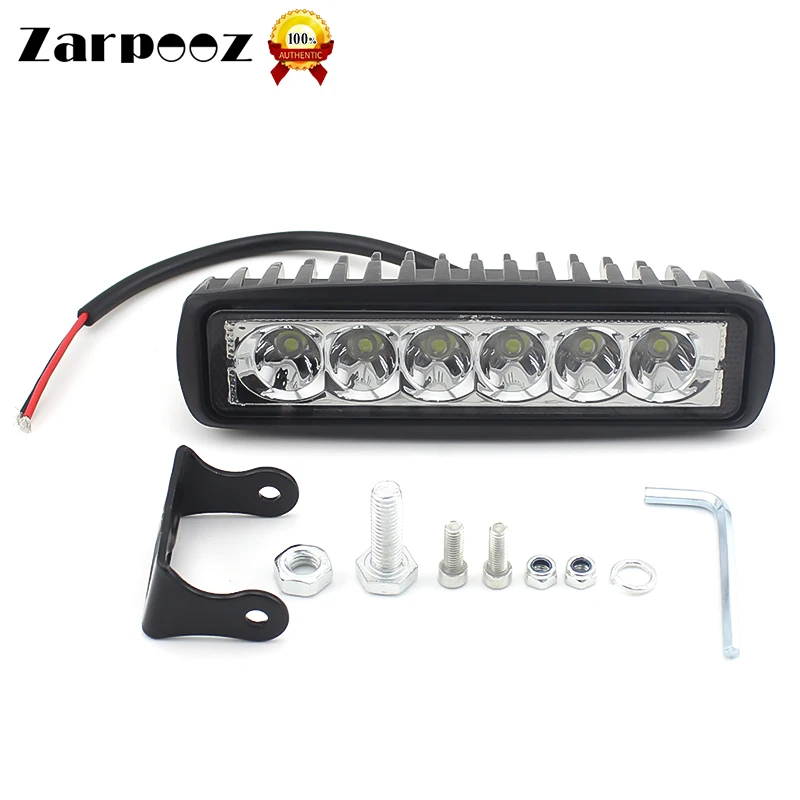 

Zarpooz Single Row 1500LM 18W LED Work Light LED Bar Light For Motorcycle Tractor Boat Off Road 12V Spotlight