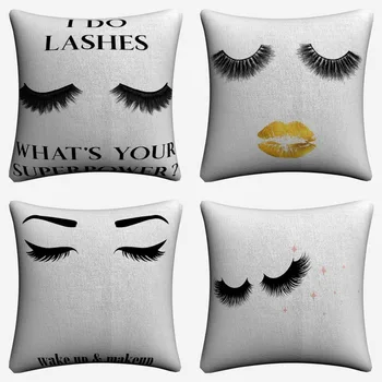 

Eyelash Quote Simple Artwork Decorative Linen Cushion Cover Pillow Case For Sofa 45x45cm Home Decor Throw Pillowcase Almofada
