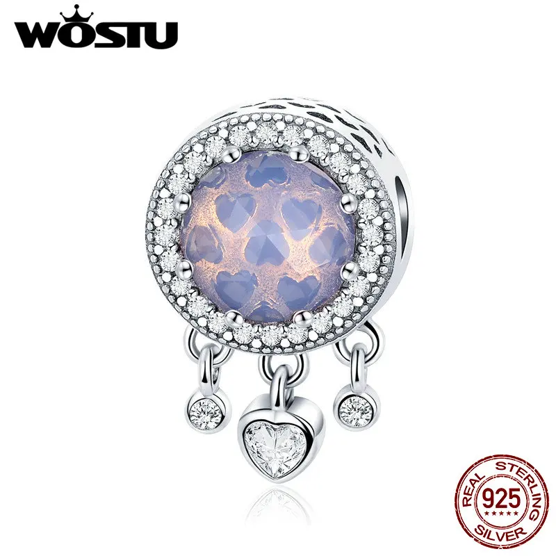 

WOSTU Hot Fashion 925 Sterling Silver Radiant Heart Charm Beads Fit Bracelets Pendant Original Delicate Jewelry Gift CQC999