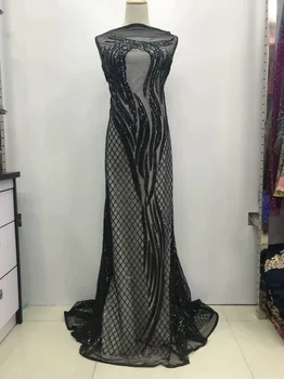 

Gold Sequin Fabric Material High Quality African Lace Materials For Wedding New Sequin Lace Fabric FREE SHIPPING 2019 5yards