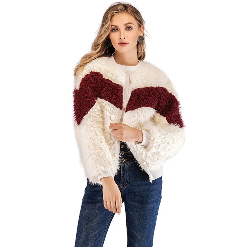 Kenancy Women Elegant Faux Fur Jackets Autumn Winter Warm