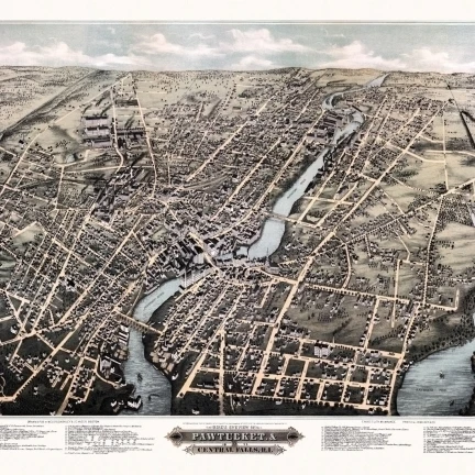 Античная Карта Pawtucket Род-Айленд 1877 Providence County плакат печать (18x24) | Дом и сад