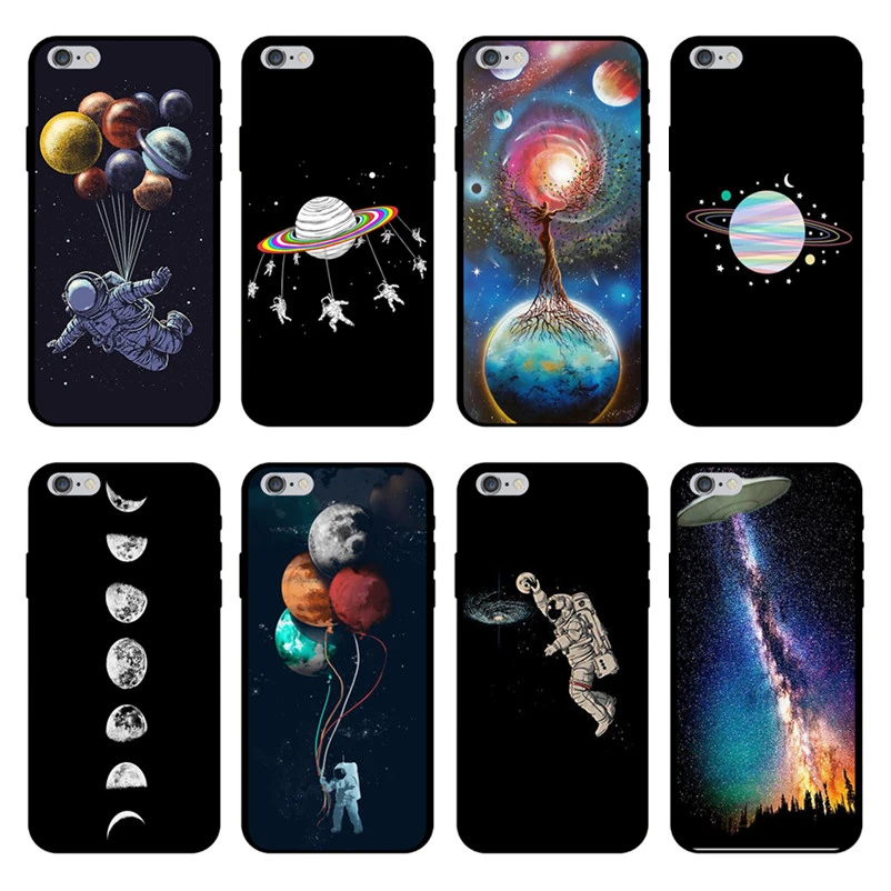 LANCHE Cool Black Galaxy Космос астронавт для iPhone Xs Max X чехлы телефонов 8 7 6s Plus мягкие |