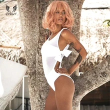 ZPDWT белый сетчатый сдельный купальник с бантом Женский сетчатый монокини с глубоким вырезом купальный костюм боди Maillot De Bain Femme
