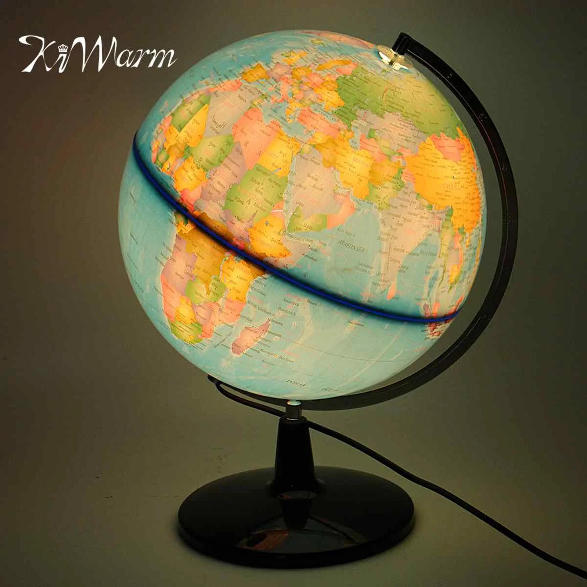 

KiWarm Modern 32cm Electric LED World Globe Atlas Map Rotate Stand Geography Educational Kid Gift Home Desk Ornament EU Plug