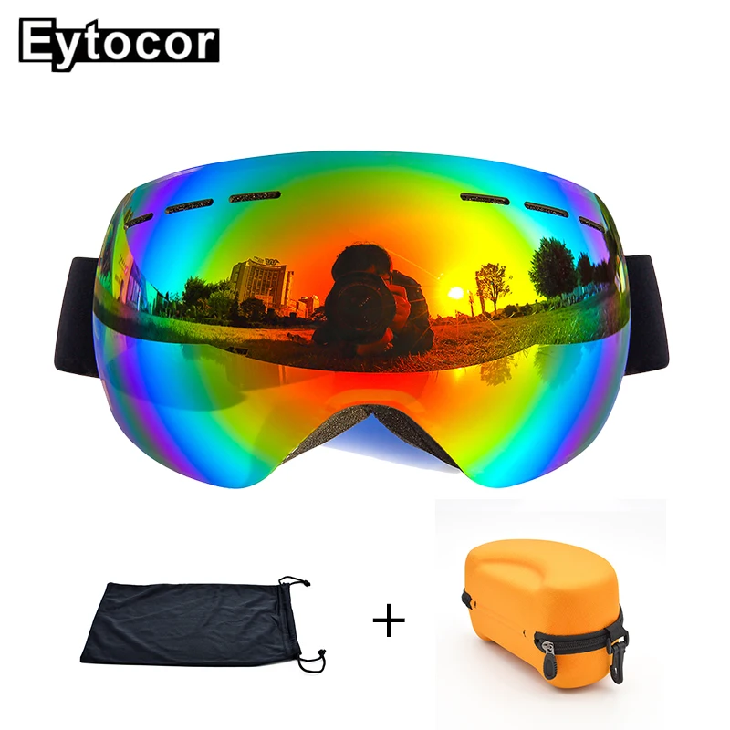EYTOCOR UV400 ТПУ Рамка магнитные лыжные очки с быстросменными линзами зеркальное