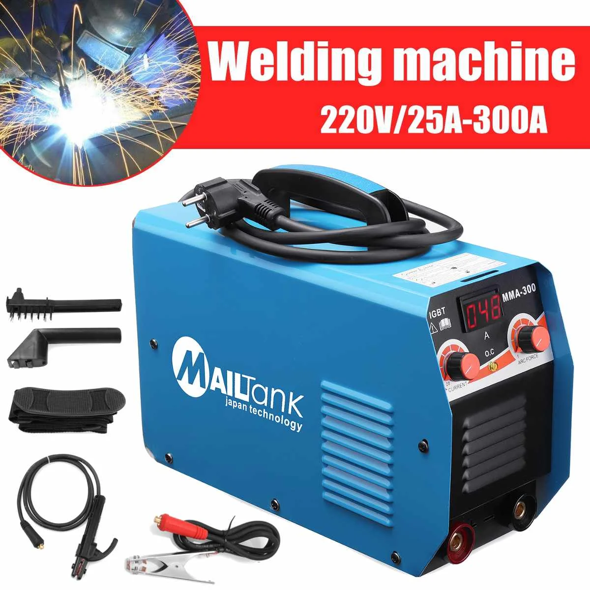 

220V Portable MMA-300 Electric Welding Machine Semi Automatic Welder Inverter TIG LED Display 12CH Soldering Tool