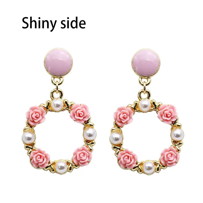 

Peadrglf New Fashion Brand Jewelry Summer Style Ceramic Flower Stud Earrings Elegant Pearl Gift Earrings