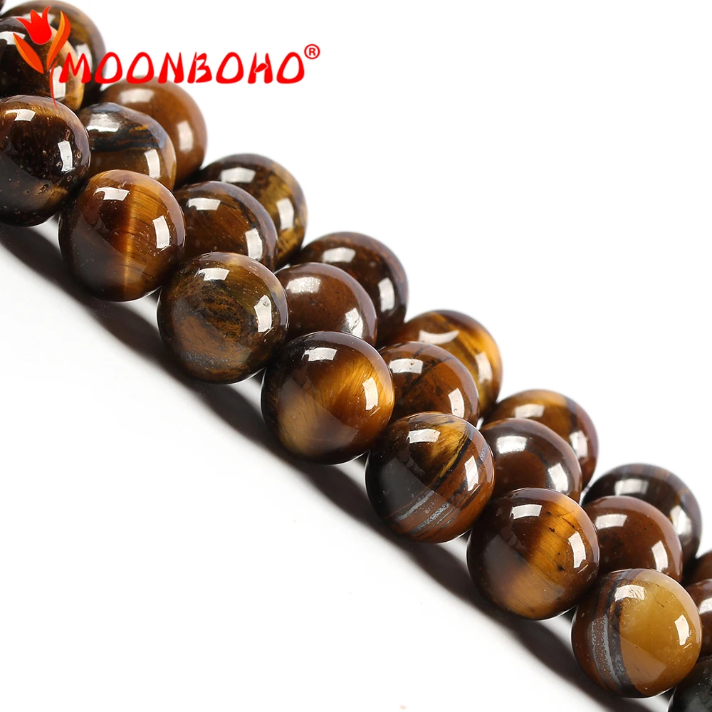 MOONBOHO круглые бусины из коричневого золота с натуральным камнем и тигровым глазом