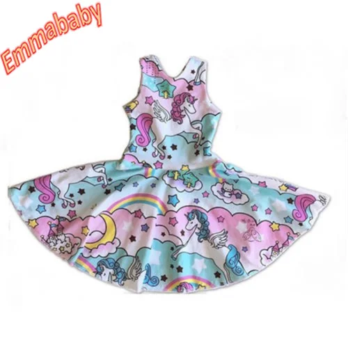 

2019 Cute Newborn Kid Baby Girls Unicorn Floral Party Pageant Dress Sundress Clothes Hot