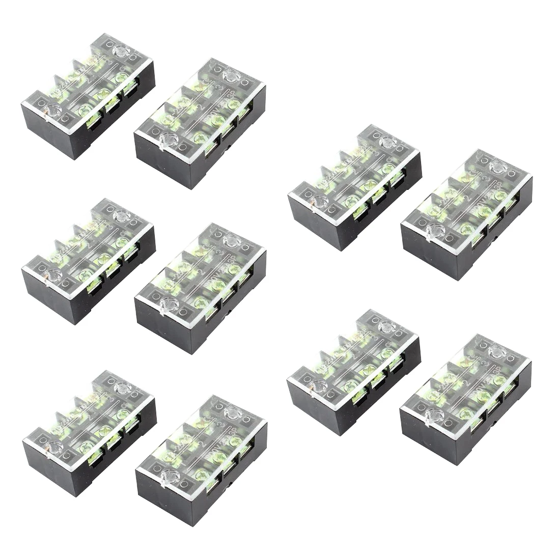 

600V 25A Dual Row 3 Position Screw Barrier Terminal Block 10 Pcs