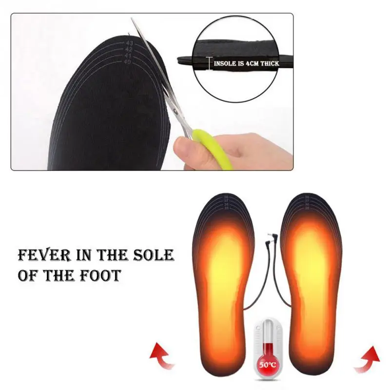 

1 Pair Winter Heated Insoles Women Men Electric USB Heating Warm Shoe Inserts, Can Cut EVA Fiber Foot Pads